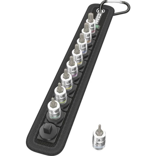 TORX-bitsats - Wera - Belt A 3 - 9 bits - Slitstarkt tyg - 1/4" med hållare