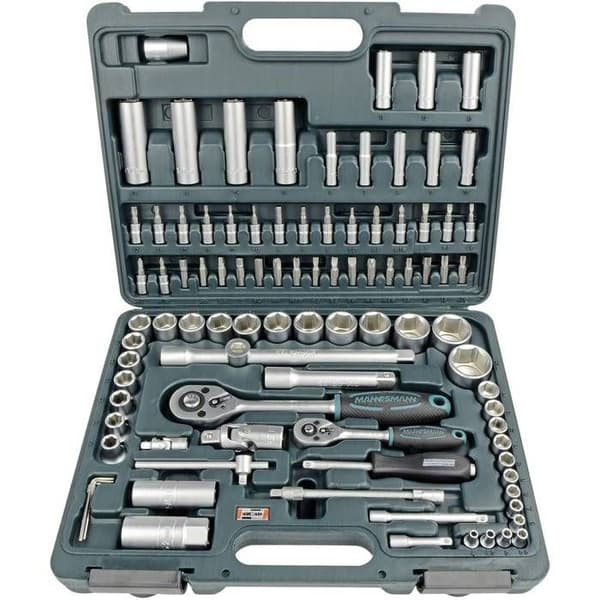 Spärrnyckelsats - Brüder Mannesmann - 94 delar - Krom-vanadin - 1/4 &amp; 1/2" - Pack
