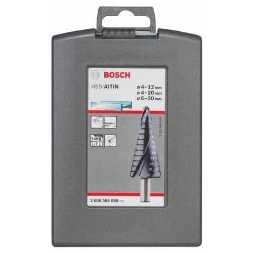 Bosch 2608588069 Sortiment av hyllskärare, 3-punktsskaft Längd 66,5 / 70,5 / 93,5 mm Utförande HSS-AlTIN