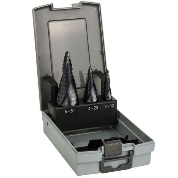 Bosch 2608588069 Sortiment av hyllskärare, 3-punktsskaft Längd 66,5 / 70,5 / 93,5 mm Utförande HSS-AlTIN