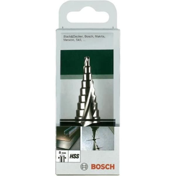 Konisk stegebor - Bosch - 2609255115 - HSS - Ø8mm - 75mm längd
