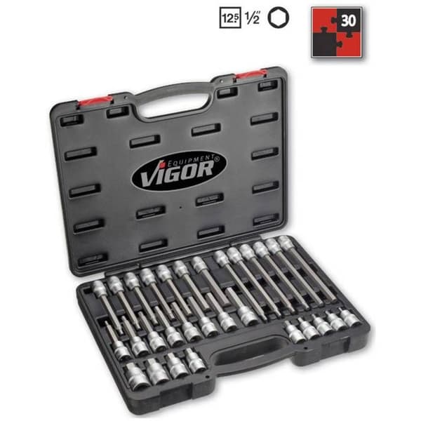 Bitsfodral - Vigor - V1919 - 30 delar - 6 sidor - Bits från 55 mm till 200 mm
