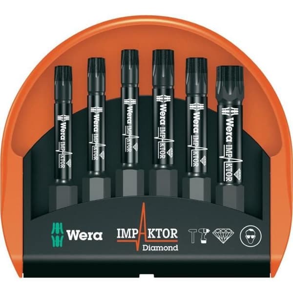 Set med bitar - WERA - Mini-Check Impaktor 2 - Stål - Torx - Paket med flera bitar