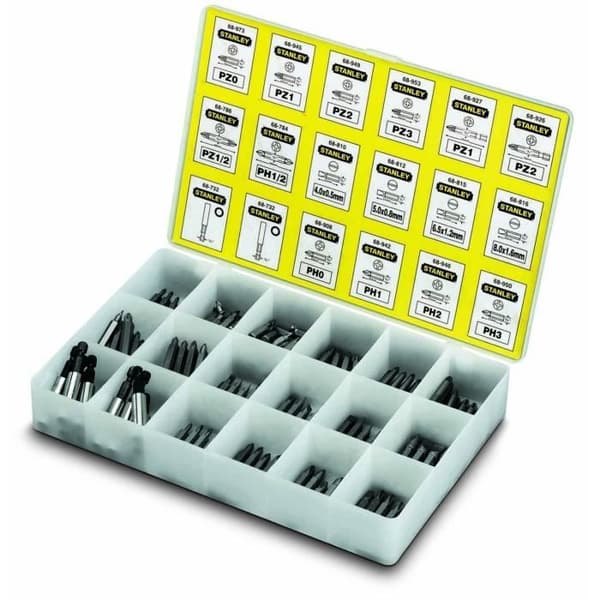Coffret med 190 skruvbits - Stanley - Låda med fack - 10 bitshållare