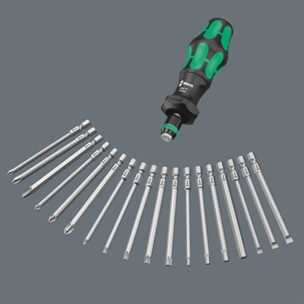 Wera Kompakt Turbo bitssats 1 05057482001 18 delar med bitshållare skruvmejsel, med momentadapter, s-chuck