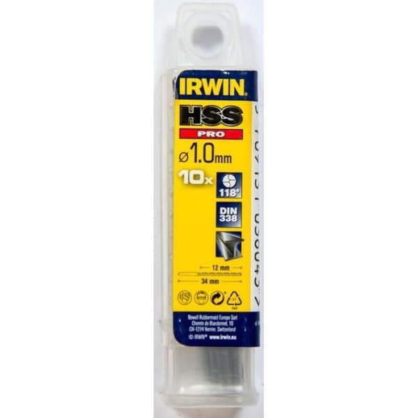 IRWIN HSS PRO kärnborr - 1 mm - Längd: 34 mm - Paket med 10 st