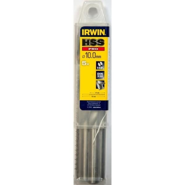 HSS PRO kapade och slipade borr 10,00x133 mm - IRWIN - Etui med 5 borrkronor
