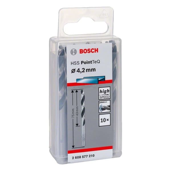 Bosch PointTeQ Metallborr 10 stycken 4,2 mm längd: 75 mm