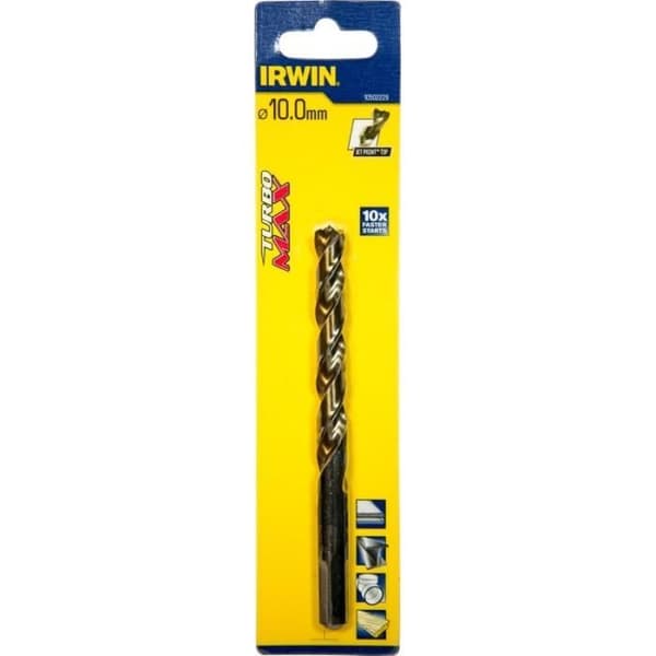 Metallborr - IRWIN - Turbomax - 10x133 mm - Snabbstål - Skärvinkel 140°