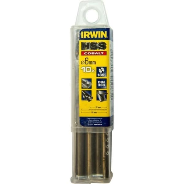 HSS COBALT metallborr - IRWIN - Ø 6 mm - Längd: 93 mm - Paket med 10 st