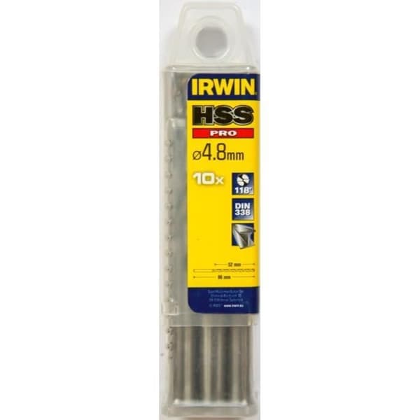 IRWIN HSS PRO borr, slipad - Ø 4,8 mm - Längd: 86 mm - Paket med 10 st
