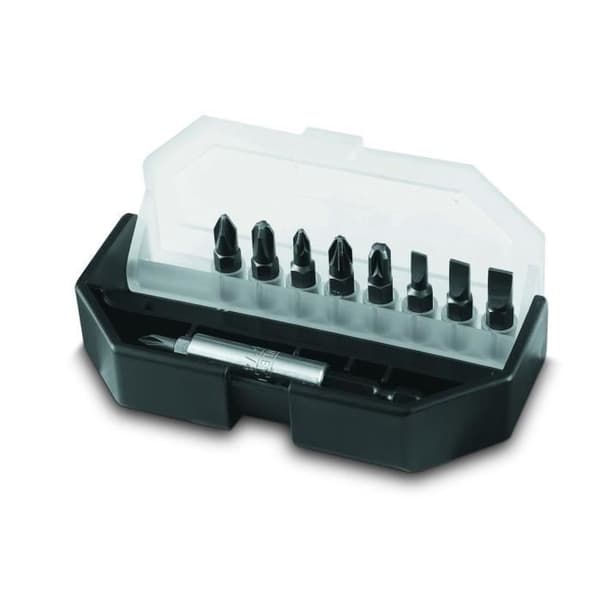 Skruvbits-set - STANLEY - 9 bits - Philips, Pozidriv, Spår - Bits-hållare ingår