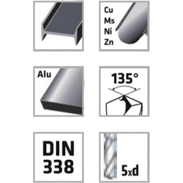 Borr för metall - ALPEN - 0018401020100 - HSS - 10.2 mm - Längd 133 mm - slipad DIN 338 - cylindrisk stav