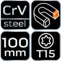 Miniatyrbillede 1 af 8: Torx T15 x 100mm skruetrækker