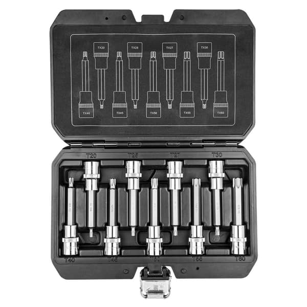 Torx bits på fatning 100 mm, sæt med 9 stk