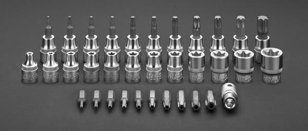 Torx 3/8" bits, sæt med 34 stk