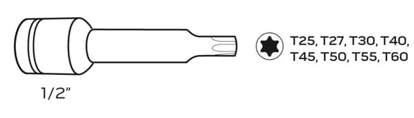 Torx 1/2" slagnøgler, sæt med 8