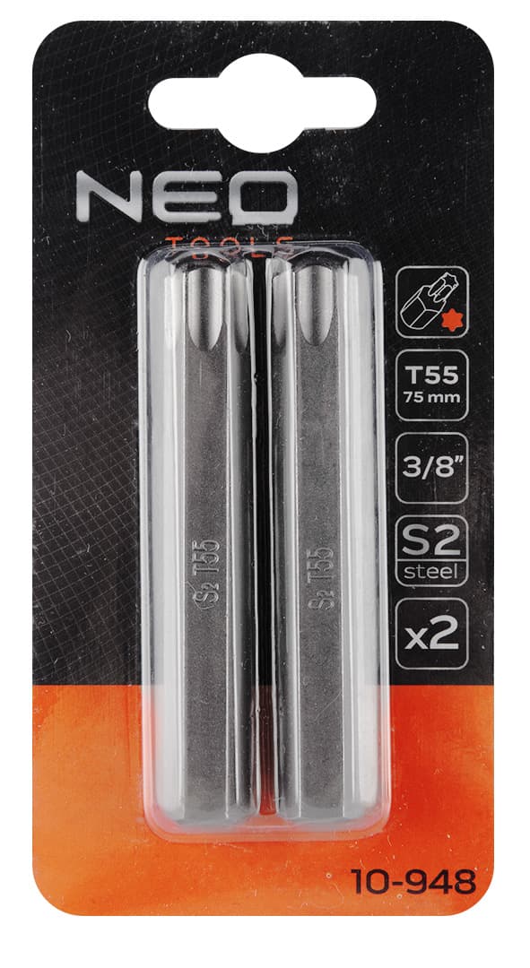 TORX bit T55 x 75 mm, S2 x 2 stk.