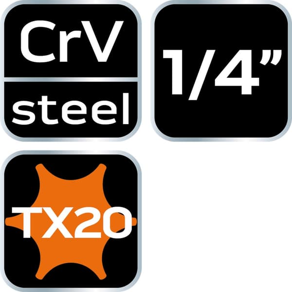 TORX TX20 bits på 1/4" hylsa, kort, 37 mm