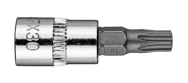 TORX TX30 bits på 1/4" hylsa, kort, 37 mm