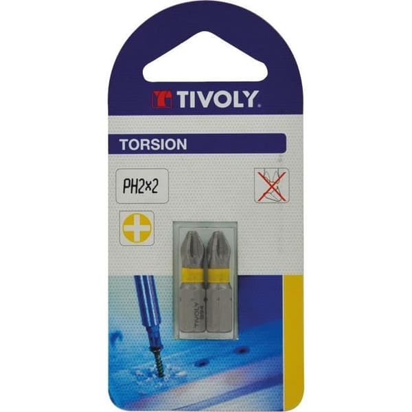 Skruvbit - TIVOLY - PH 2 - 25 mm - Säljs i 2-pack - Torsion