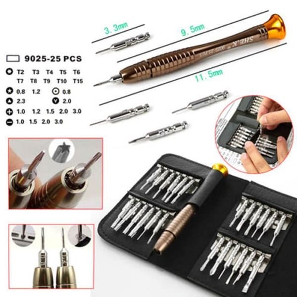 Verktygsreparationssats - Ej specificerad - 25 i 1 - Torx - Dimensioner 20x10.5 cm - Silver