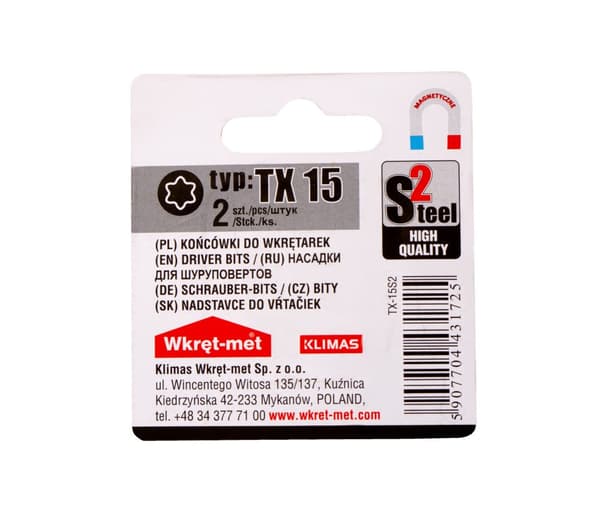 Skruvmejselbits TYP TORX-15 S2