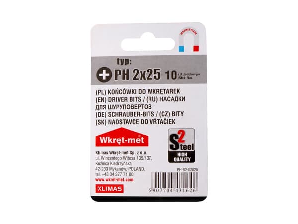 Skruetrækkerbit TYPE PH2X25 - 10 STK S2
