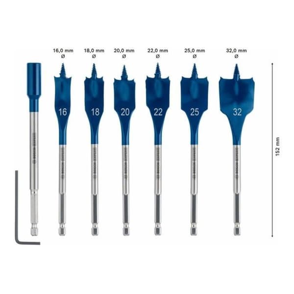 Blisterpaket med 7 SelfCut Speed platta bits 16 - 32 mm - BOSCH EXPERT - 2608900334