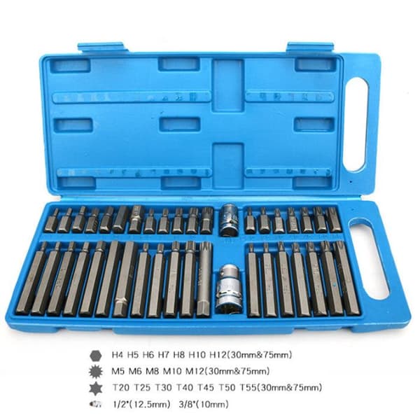 TD®-låda med 40 Torx-6-pannor, sexkantiga och spline-skruvmejselbitar försiktighetsåtgärder för användning konstruktionsskruvning gör-det-själv-bits