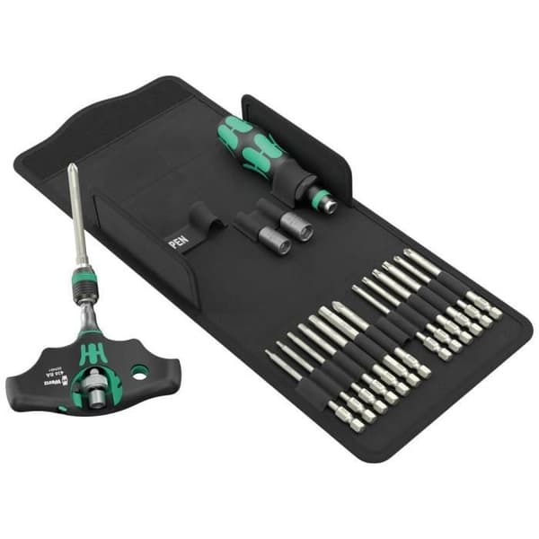 Wera Kraftform Kompakt 400 RA SHK Set 1 05136072001 Bitset 19 st Phillips cross, Pozidriv skruv, sexkant i