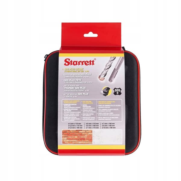 Starrett sæt med 9 slagbor til beton 5-10 mm SDS PLUS 2-skærer