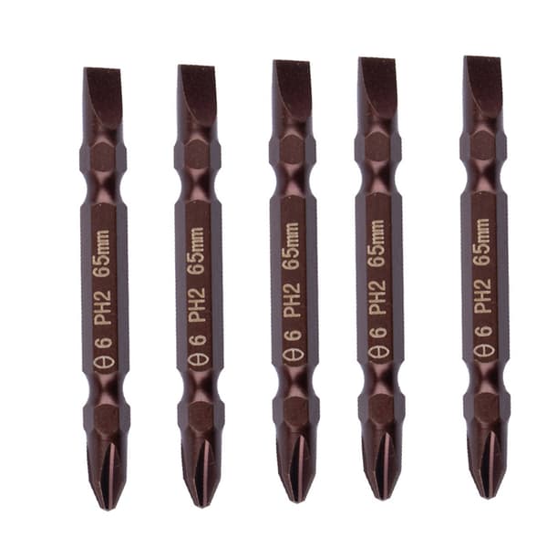 INF Magnetisk skruetrækkerbit sæt med dobbelt hoved Phillips og slids design (5 stk)  65 mm