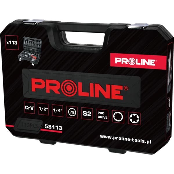 Topnøglesæt 113 dele 1/2 1/4 Proline 58113