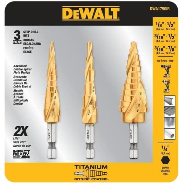 DEWALT DWA1790IR Set med 3 borrar med titan-nitridbeläggning