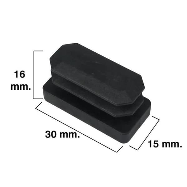 Rektangulär svart kontakt 15x30mm. Blister med 4 stycken.