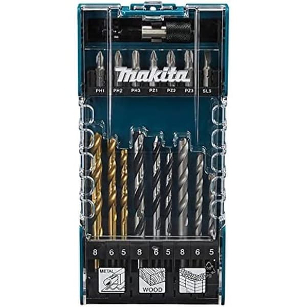 Bitsats för borrmaskin och skruvhuvuden - MAKITA - D-74887 - 17 delar - Transparent fodral - Stål och plast