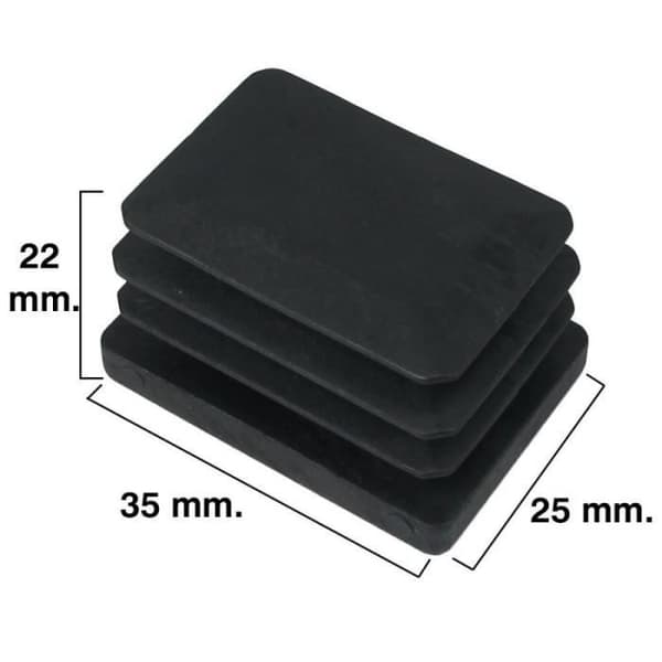 Svart rektangulär ändbit 25x35mm. Blister 4 stycken.