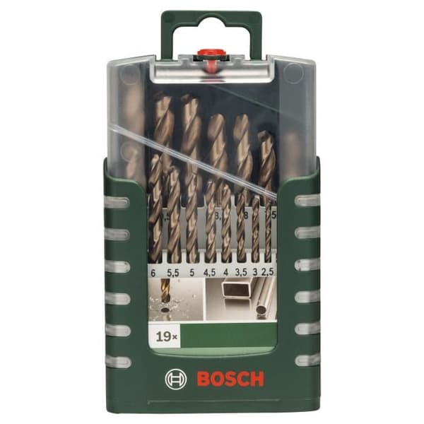 Set med 19 HSS-Cobalt slipade metallborr - BOSCH - Borr - Grå - Total längd: 200,0 mm