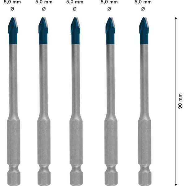 BOSCH Roofer Expert Hard Ceramic Hex-9 borr Ø 5 mm - 5 stycken - 2608900598