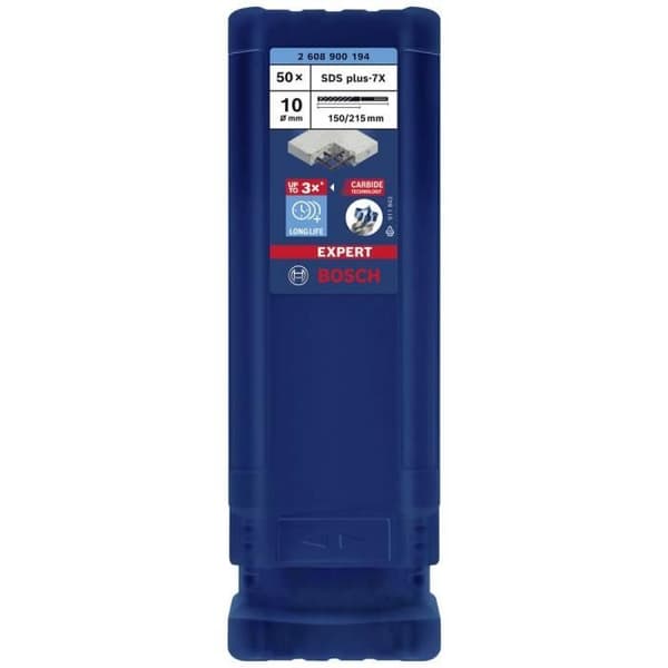 Hammarborr - Bosch - EXPERT SDS plus-7X - 50 stycken - 10,00 mm - Total längd 215 m