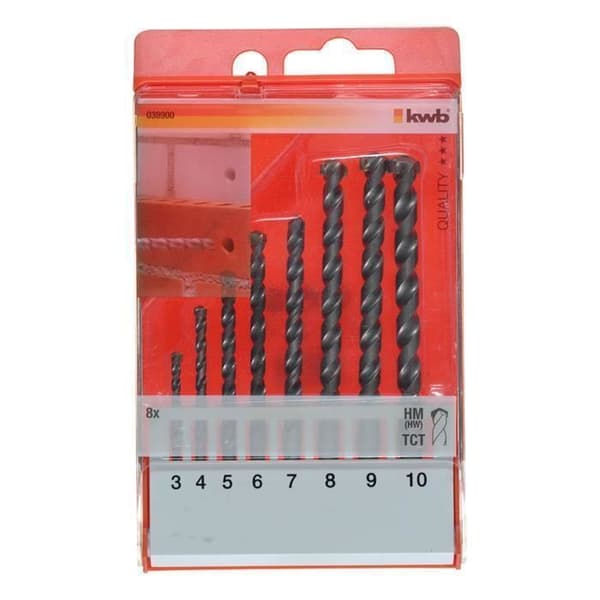 kwb 038900, Slagborr, Borrsats, Tegel, Betong, Volframkarbid (Wc), 3, 4, 5, 6, 7, 8, 9, 10, Svart