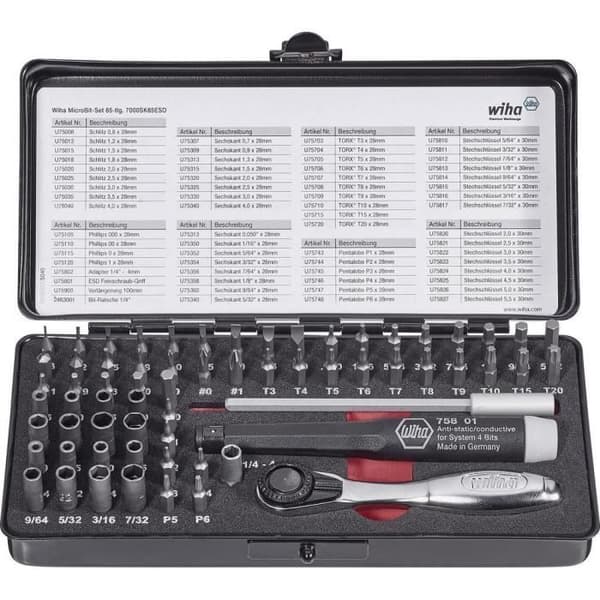 Bitset - Wiha - 7000SK65ESD - 65 delar - ESD - Torx och spår