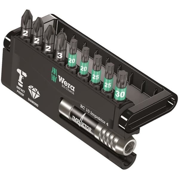 Bitset - WERA - Impaktor - 9 PZ/Tx bits - 1 bitshållare - Komplett paket