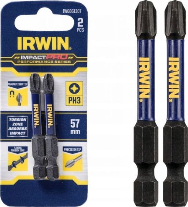 Embout av skruvmejsel - skruvmejseladapter Irwin - IW6061307 PW - IMPACT PRO PERF 57MM PH3 2PK