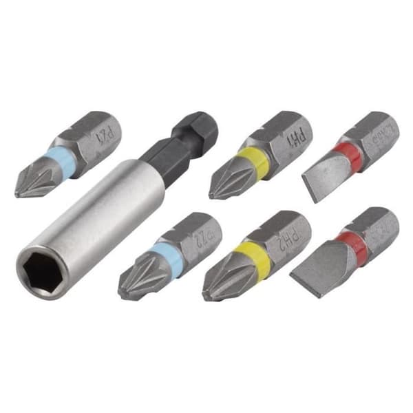 WOLFCRAFT Blister med 6 standardbits + 1 bitsfäste