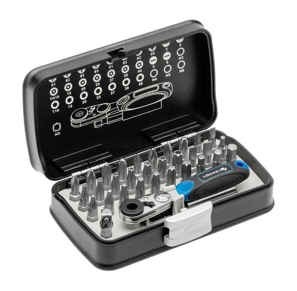 Högert teknik - HT1R460 - Set med skruvbits 1/4 i stål S2 med ratchet 33 delar