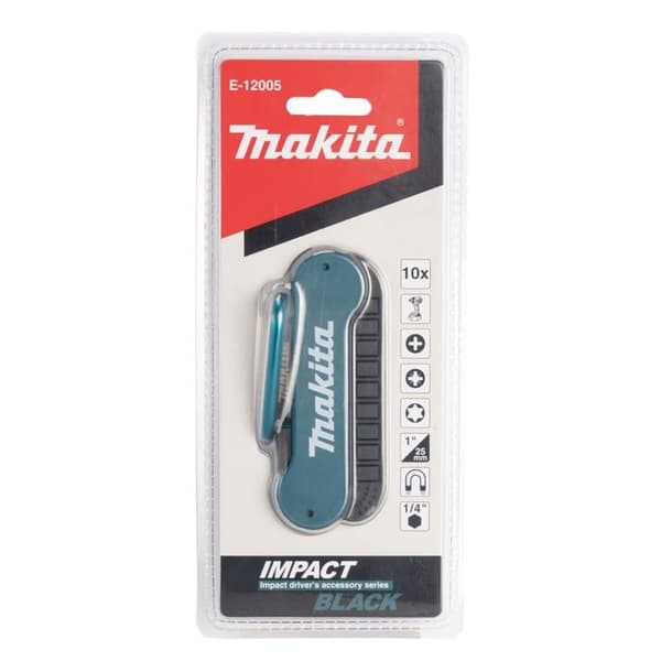 Skruvmejselbits - Makita skruvmejselhylsa - E-12005 - Set med 10 svarta bits 25 mm
