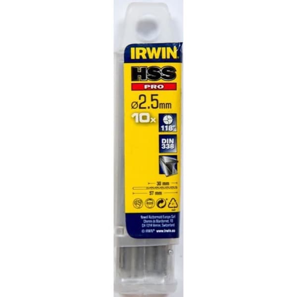 Forets HSS PRO - IRWIN - Ø 5,5 mm - Längd 57 mm - Paket om 10 - Slipning 118°