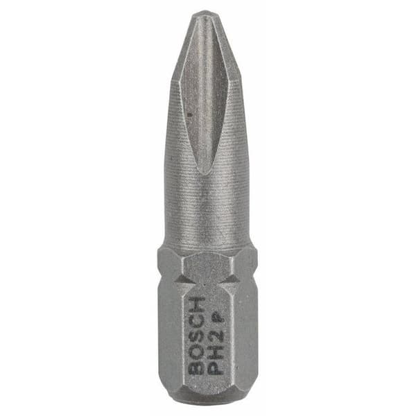 Bosch 2607001514 PH 2 skruvmejselbits av extra hård kvalitet, 25 mm, ISO 1173 C6.3 drivning, 1/4 han sexkantskaft, 100 stycken